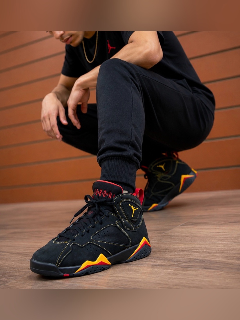 Nike Air Jordan 7 Retro Citrus Black Red Yellow Sneakers Youth 7Y Women’s 8.5 - Picture 1 of 7